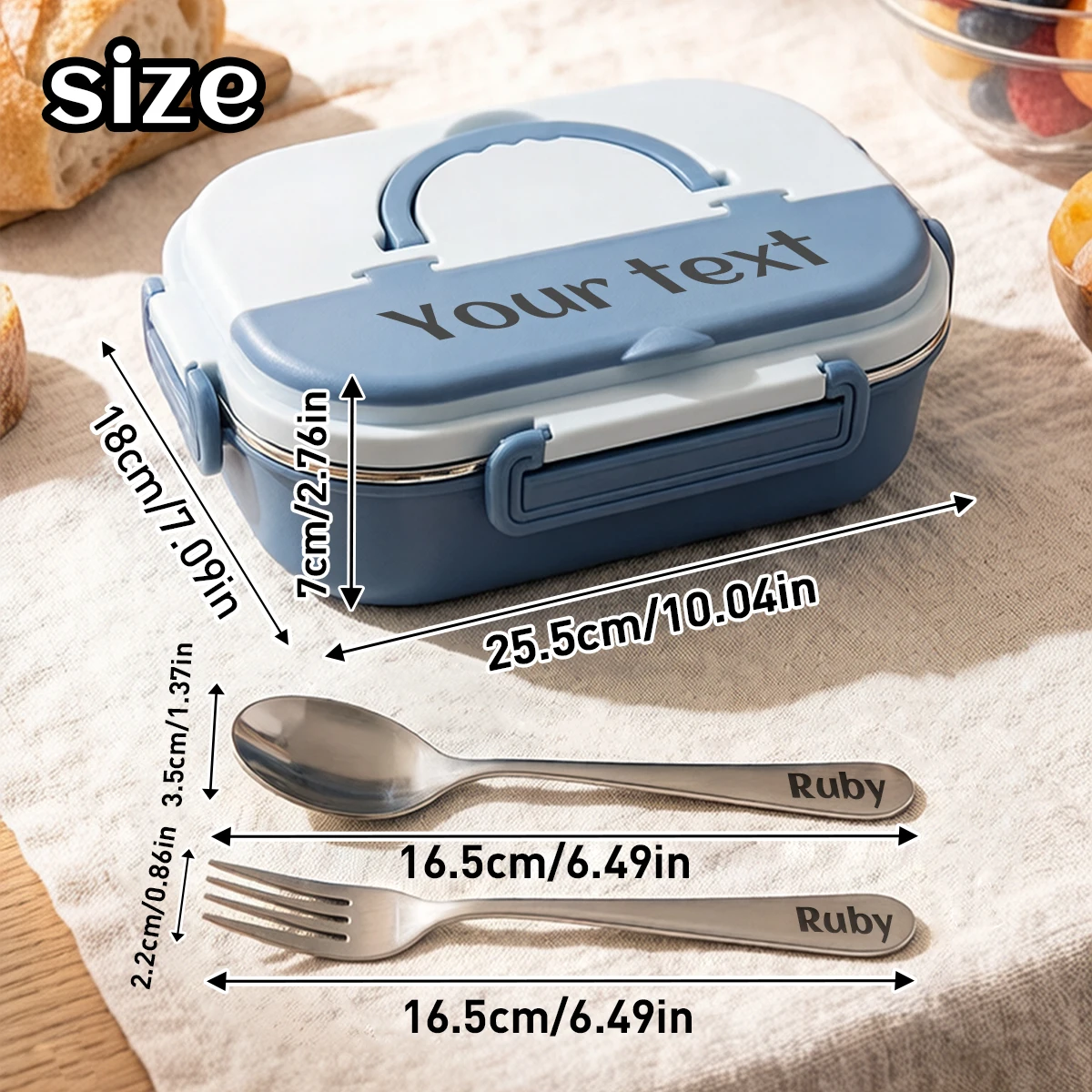 Custom Name Bento Lunch Box,Personalized 304 Material Stainless Steel Lunch Box,Birthday Gifts,Dinner Plate Compartment,Students - 4