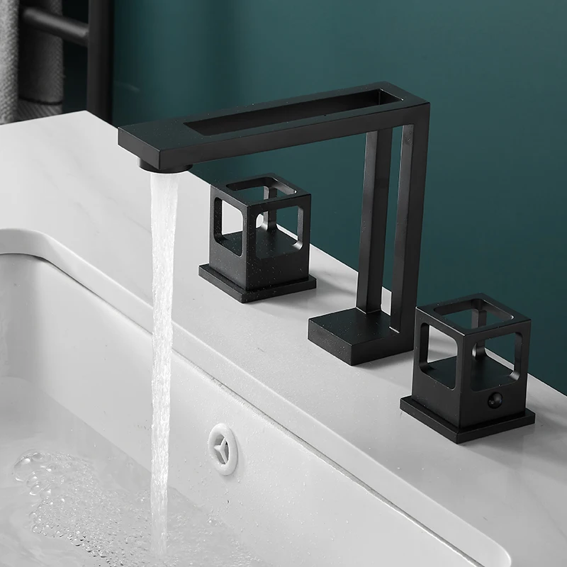 BAKALA Crystal Handles Basin Sink Faucet Hot Cold Mixer Deck Mounted Mixer Crane Bathroom Tub Faucet Three Holes 3