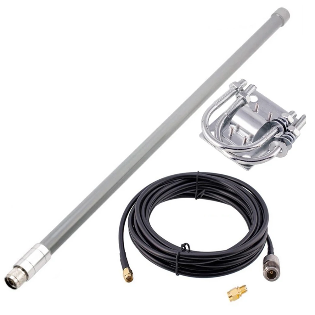 

12dBi Fiberglass Antenna Cable For Lora For Helium For HNT For Bobcat For Miners Antenna Gray Male 55CM+8m RG58 Feeder Clip