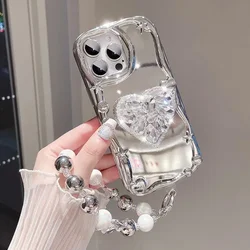 Star Silver Gold Plated 3D Diamond Heart Wristband Phone Case - IphoneX (A)