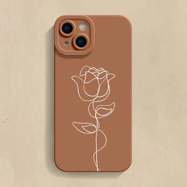 Hot Line rose Silicone Phone Case for IPhone 16 15 14 13 12 11 Pro Max Mini X XS Max XR 7 8 Plus SE Soft Matte Shockproof Cover - Image 5