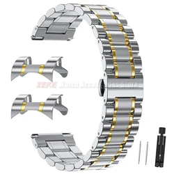 Elegant Solid Stainless Steel Strap for Butterfly Clasp Watch Band (Silver Gold)