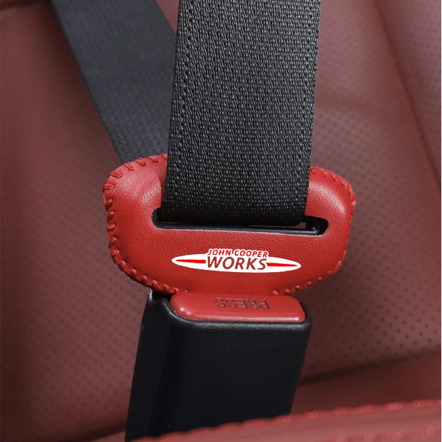 Car Seat Belt Buckle Cover Leather Protector Anti-collision Case 2pcs for BMW Mini Cooper Works R55 R56 R50 R53 R60 R61 F54 F55 seat belt covers seat belt protector