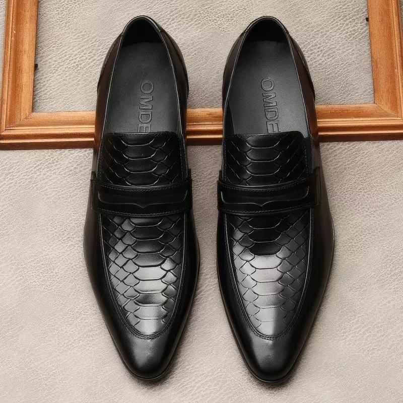 

Handmade Mens Penny Loafer Shoes Genuine Leather Classic Black Dress Shoes Wedding Party Slip On Men Italian Fashion Formal Shoe