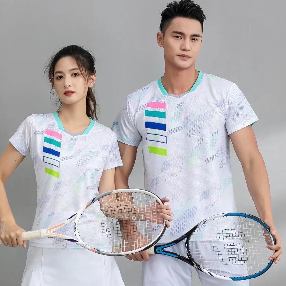 Table Tennis Badminton T-shirts for Men Women Quick Dry Print Short Sleeve Sports Ping Pong Tennis Uniform Tops short sleeve t shirt badminton uniforms