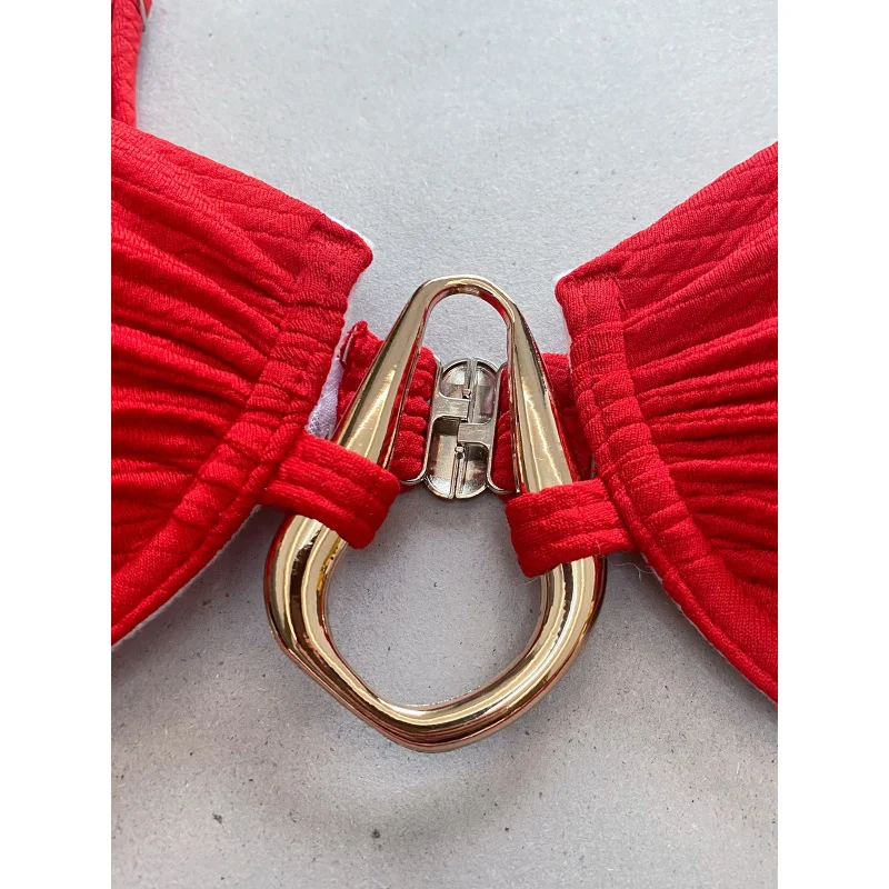 2024NewbikiniHigh Waist Bikini Solid Color Sexy Split Women's Swimsuit Swimsuit