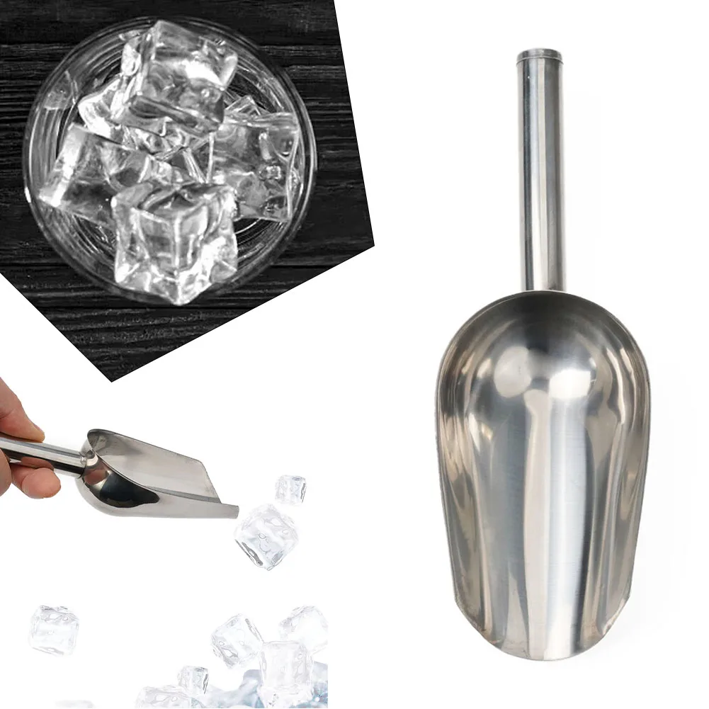 

Candy 8/9/10/11\" Ice Scoops Metal Tools Bin Stainless Steel Kitchen Sugar Shovel Dry Goods Bar Buffet Durable 1pcs