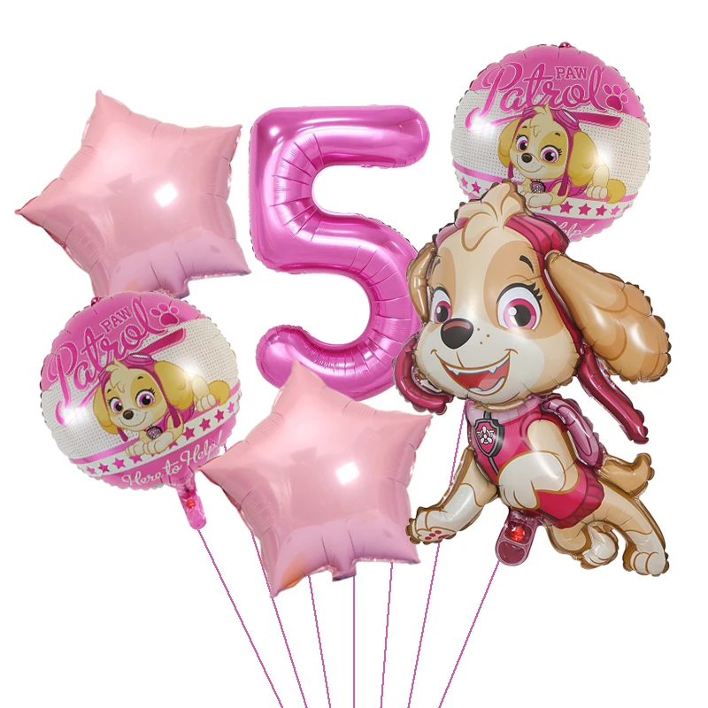 Paw Patrol 개 풍선 체이스 스카이 소년 소녀 생일 파티 장식 알루미늄 필름 풍선 어린이 파티 용품