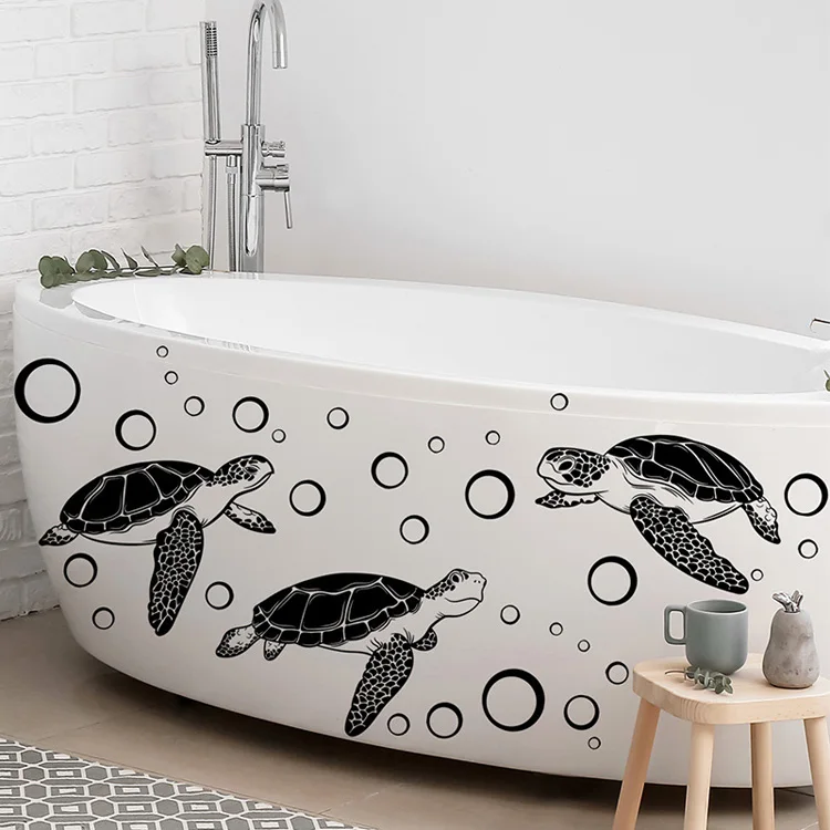 Autocollant Mural Bulles D'eau Amovible - Dimension 17,7 X 7,9 Pouces - En PVC Bleu - Déco Salle De Bain, Chambre Enfant - 3