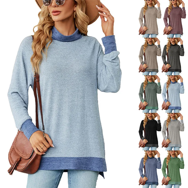 

Casual Loose Patchwork T-shirts For Women 2023 Autumn Vintage Women's Oversized T-Shirt Long Sleeve Female Tees Streetwear Tops