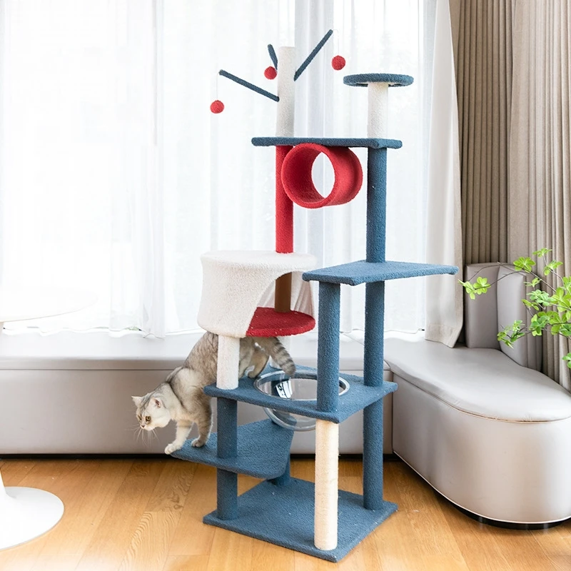 

Multi-layer Cat Tree Tower Cat House Condo Wooden Cat Climbing Frame With Sisal Rope Cat Scratching Pillar Toys Pet Cat Supplies