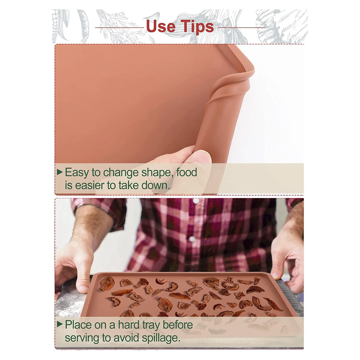 

4 шт. силиконовые коврики для дегидратора с совместимыми кромками силиконовыми листами, антипригарная силиконовая подкладка для лотка, высокая температура