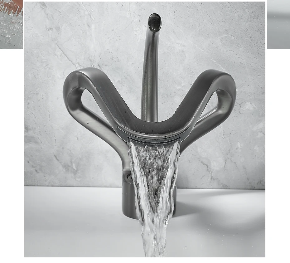 Description Picture 5 of itemBasin Faucets Waterfall Bathroom Faucet Single handle Basin Mixer Tap Bath Black Faucet Brass Sink Water Crane Silver 855983