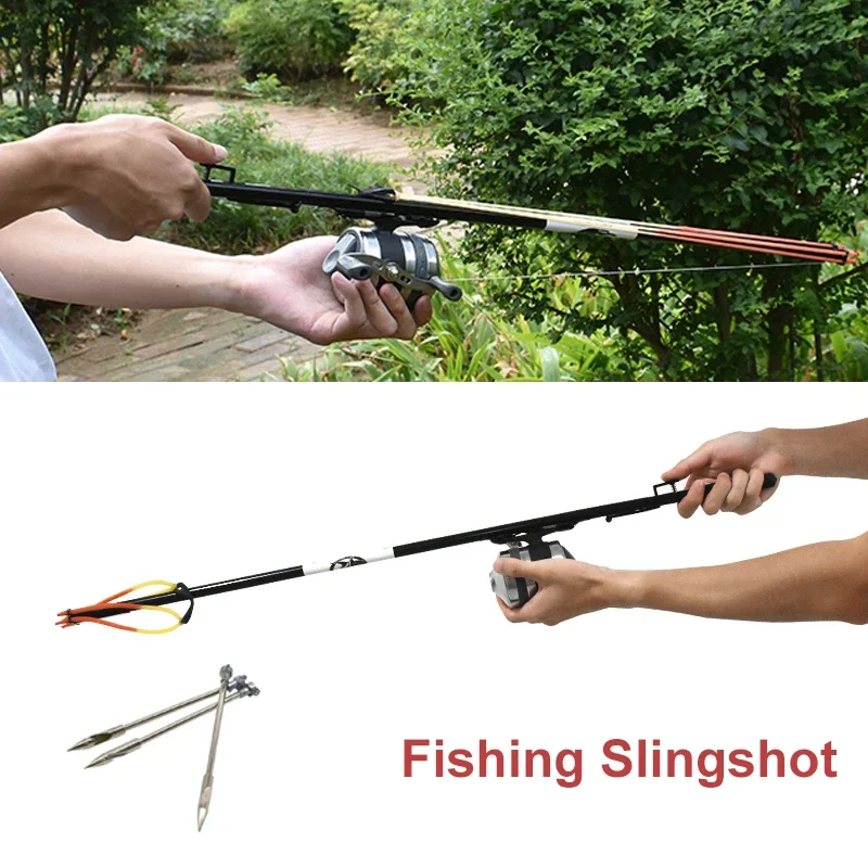 Long Fishing Slingshot Field Fishing Tool Metal Portable Tiro Con L'Arco Rod Simple Fish Dart Launcher Outdoor Fast Fishing Equipment