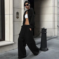 Survêtement Vintage Y2K High Street pour femmes, ample, manches longues, vestes à capuche avec taille élastique, pantalon de survêtement droit, 2 pièces 6