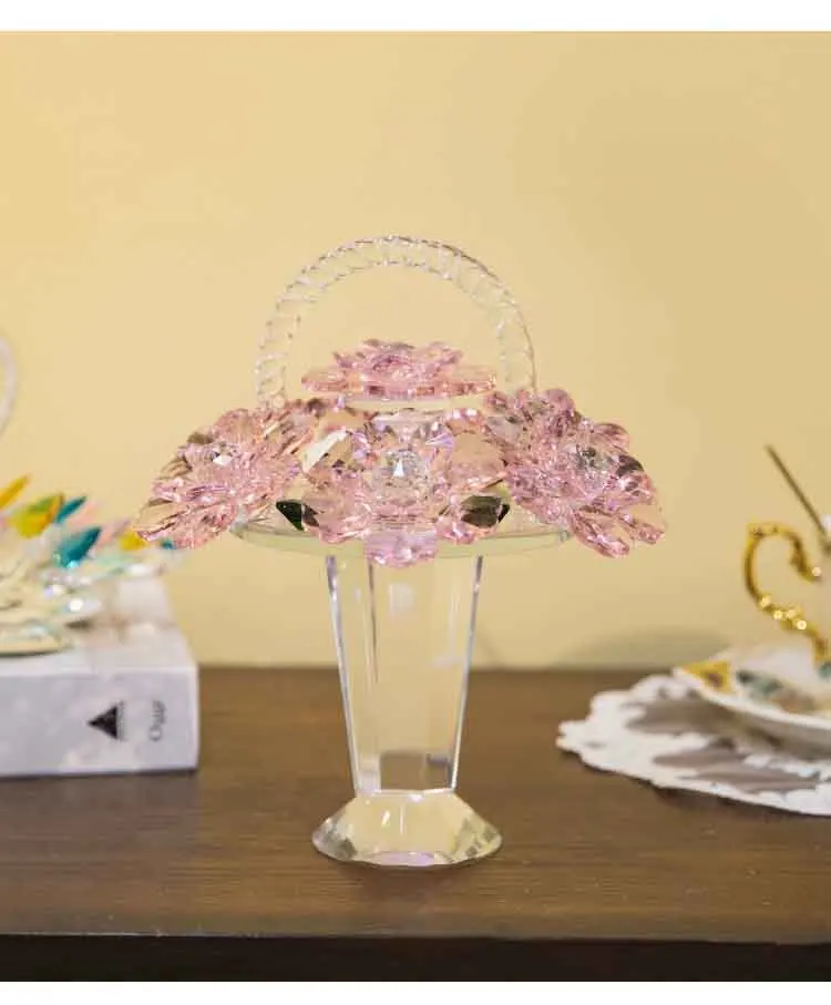 Blumenkorb-Skulptur, Raumdekoration, Kristall-Bastelornamente, Desktop-Dekoration für Zuhause, Büro, Kunstwerke, luxuriöse Geschenke, individuell – Detail 7