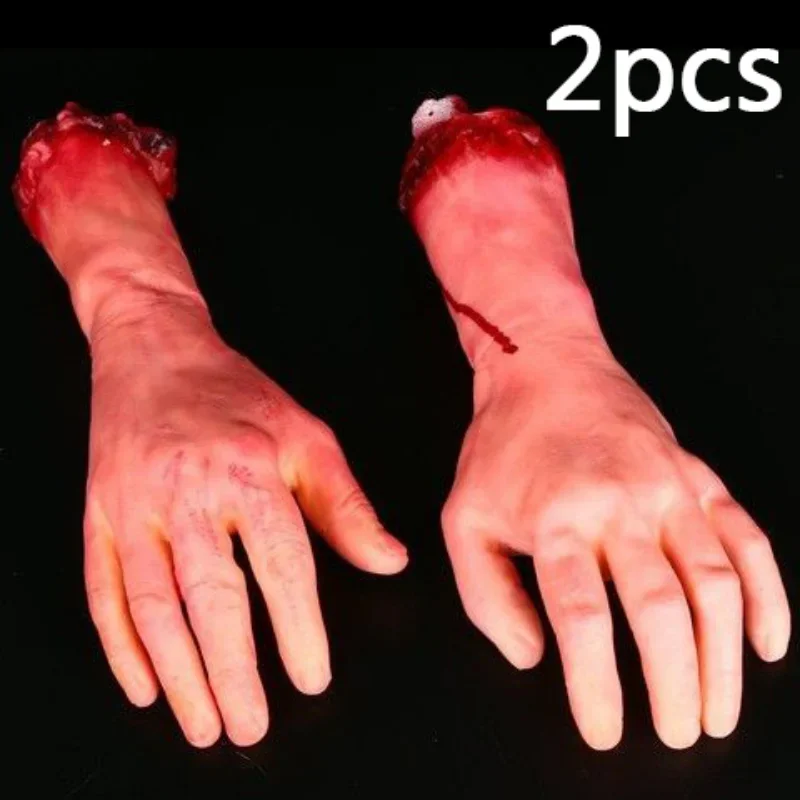 

Scary Simulation Life Size Arm Halloween Horror Fake Arm Hand Latex Cut Off Hand Bloody Halloween Prop Haunted Party Decoration