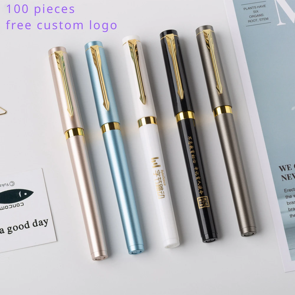 

100pcs Free Customized Logo Gel Pen with Large Ink Capacity 0.7mm Signature Pen Gift Advertising Writting Pen