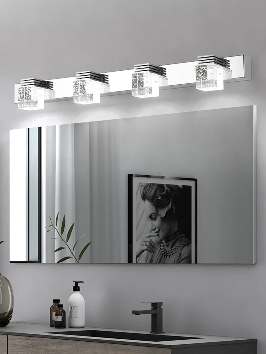 Modern Luxury Crystal Bathroom LED Mirror Light Fixtures 3W 6W 9W 12W Bubble Crystal Column LED Mirror Headlight Wall Light