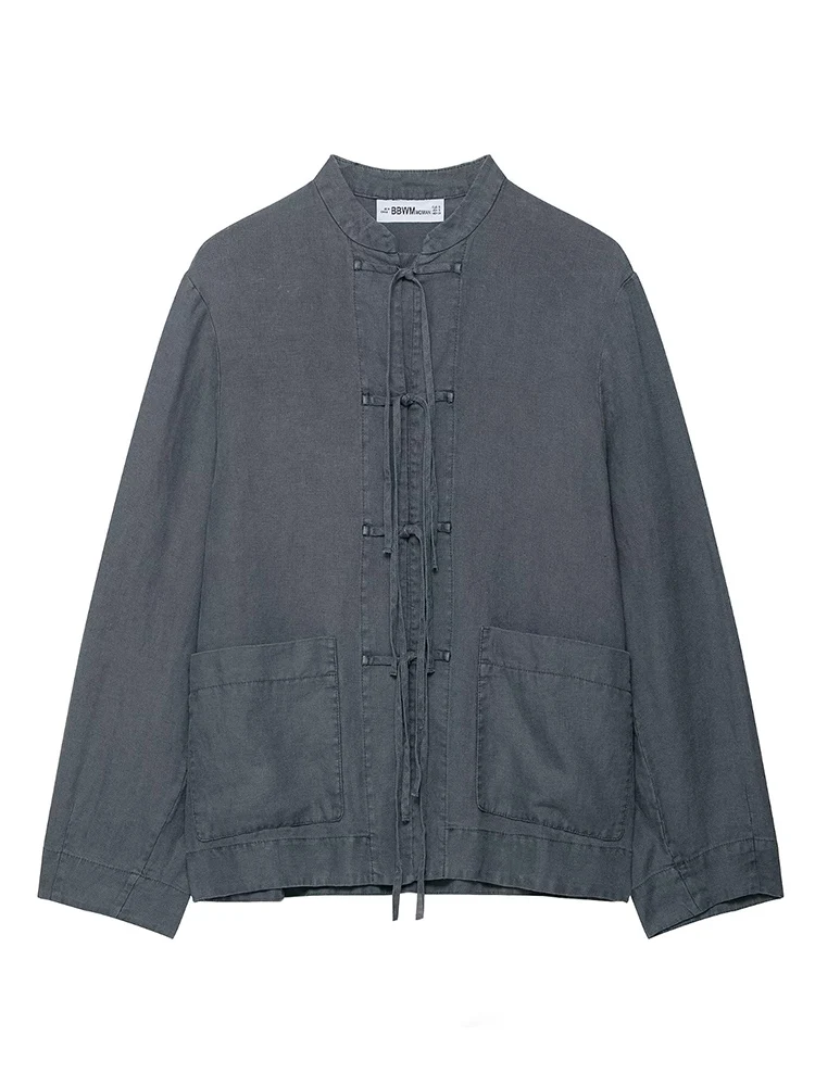 TFMLN 2025 New Women Fashion Tang Suit Vintage Chinese Ethnic Style Long Sleeve Blouse Zipper Pencil Trousers Female Elegant Sui