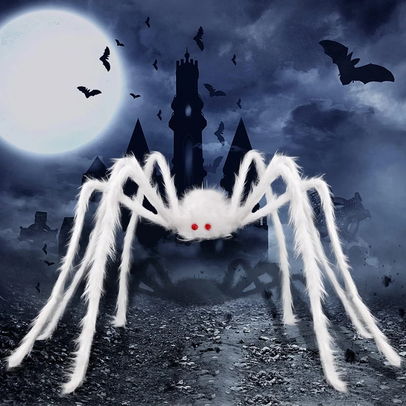 Araignée Géante Halloween 90 Cm - Poilue Et Effrayante Avec Pattes Pliables | Décoration Intérieur Extérieur Maison Hantée