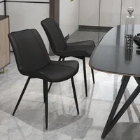 Living Dining Chairs Set of 2, PU Leather Modern Armless Kitchen Dining Room Chairs, Upholstered Accent Side Chair 2