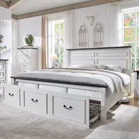 King Size Bed Frame with 51" Tall Headboard, Wood Platform Bed Frame with 20" Tall Roman Column Decoration Footboard (White) 1