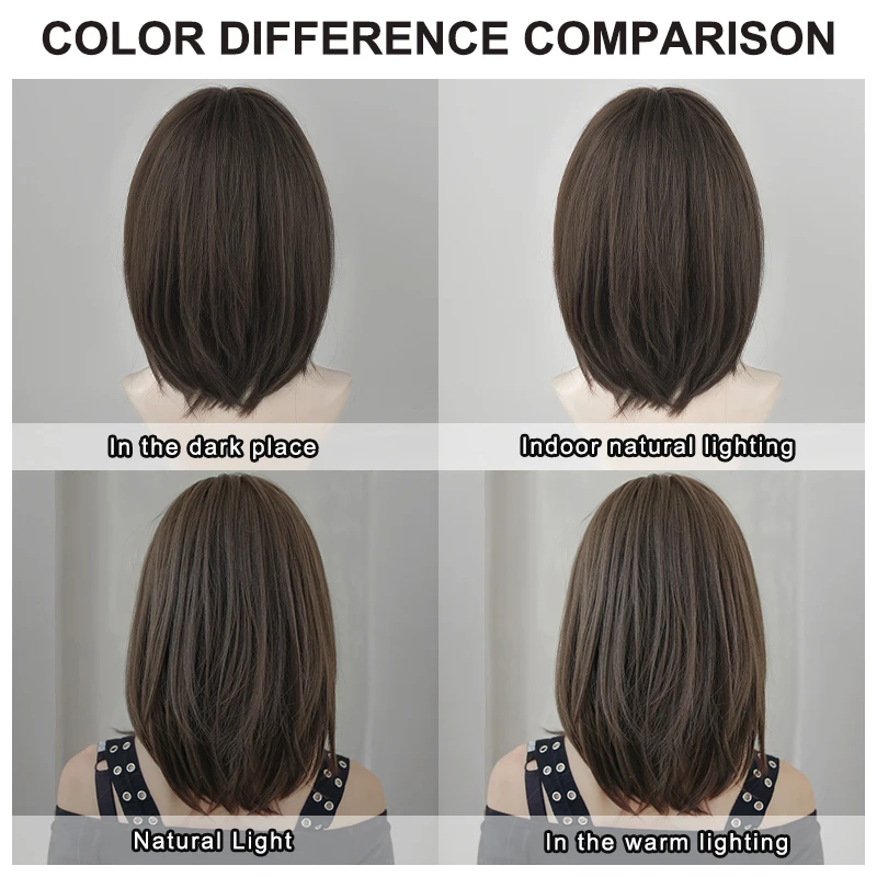Short Straight Middle Part Cool Brown Bob Wig for Women