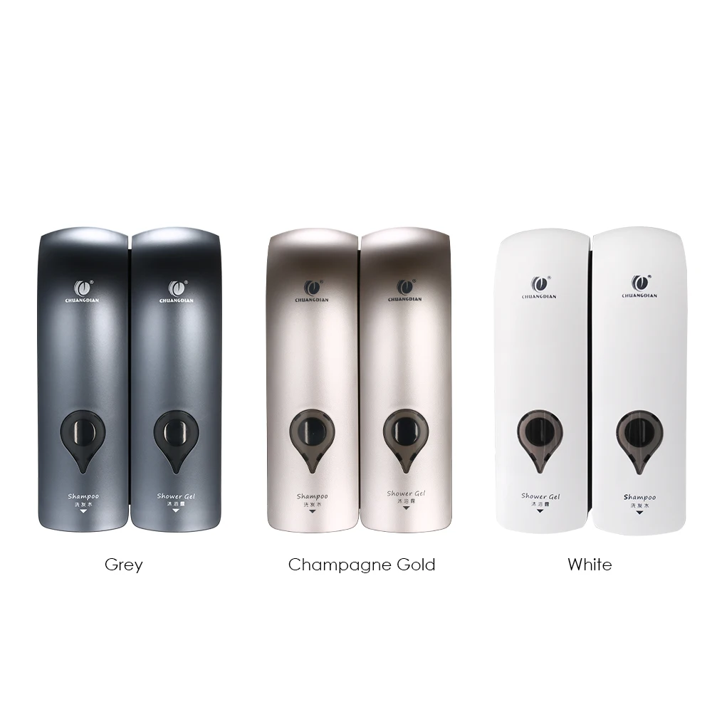 300ml*2 NO Drilling Wall Mounted Double-Head Manual Soap Dispenser Bathroom Shower Gel Liquid Shampoo Dispenser Holde