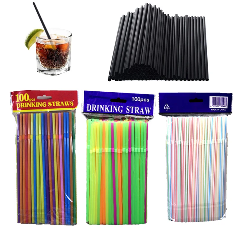500-1000Pcs Disposable Plastic Straws For Drinking Kitchen Wedding Dining Birthday Party Beverage Accessories Cocktail Rietjes disposable plastic straws