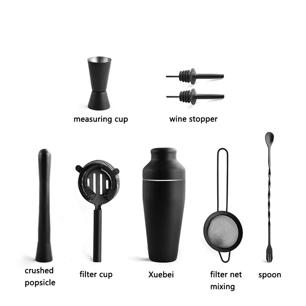 8Pcs Bartender Kit Stainless Steel Cocktail Shaker Mixer Wine Martini Boston Shaker For Bartender Drink Party Bar Tools