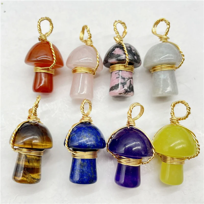 Wrapped Stone Mushroom Wire Mushroom Pendant Jewelry Accessories