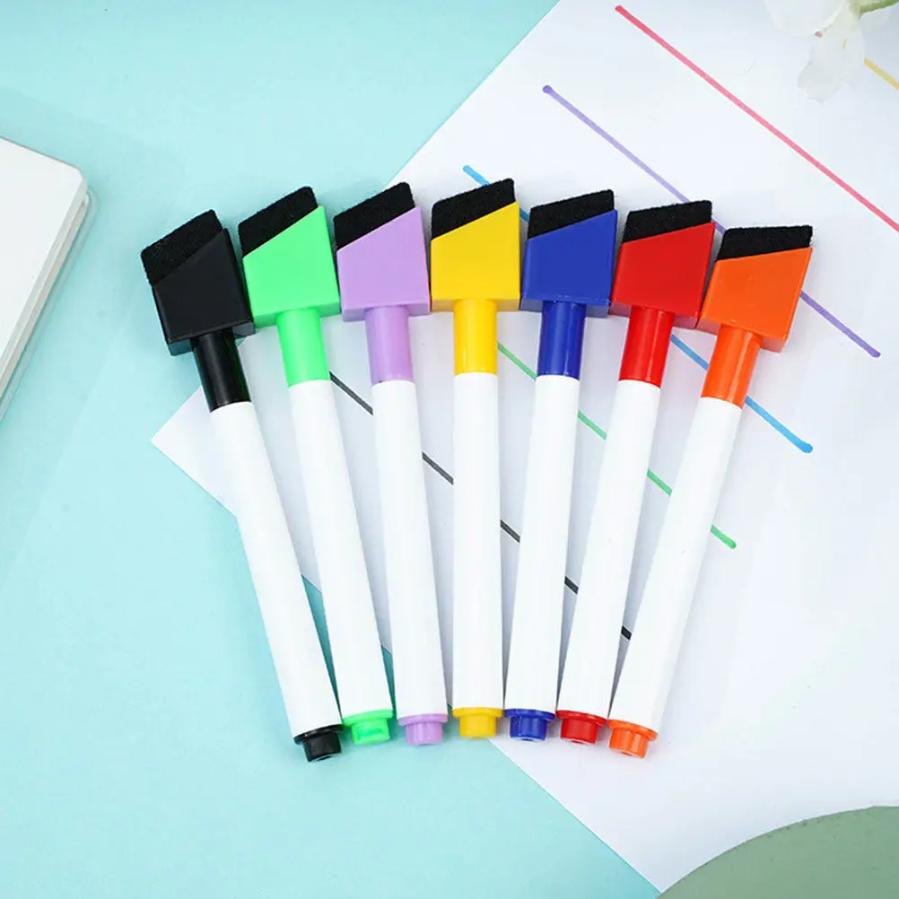 8Pcs 다채로운 화이트 보드 마커 지울 수있는 건식 지우개 펜 사무실 학교 드로잉 쓰기 용 경사 팁 건식 지우개 펜