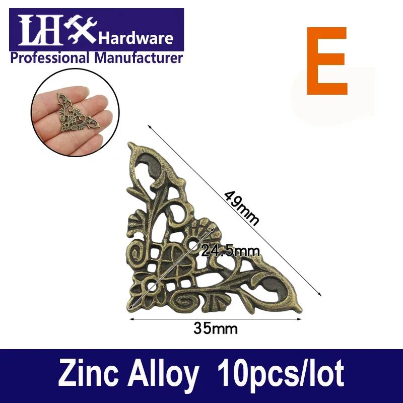 Antique Zinc Alloy Jewelry Gift Box Wood Case Furniture Decorative Corner Protector 10pcs/lot YP96 G