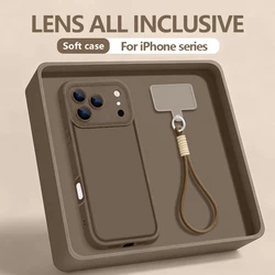 Shockproof TPU Phone Case with Wrist Strap Lanyard - Soft Silicone Cover - iPhone 18 Pro Max (Coffee)