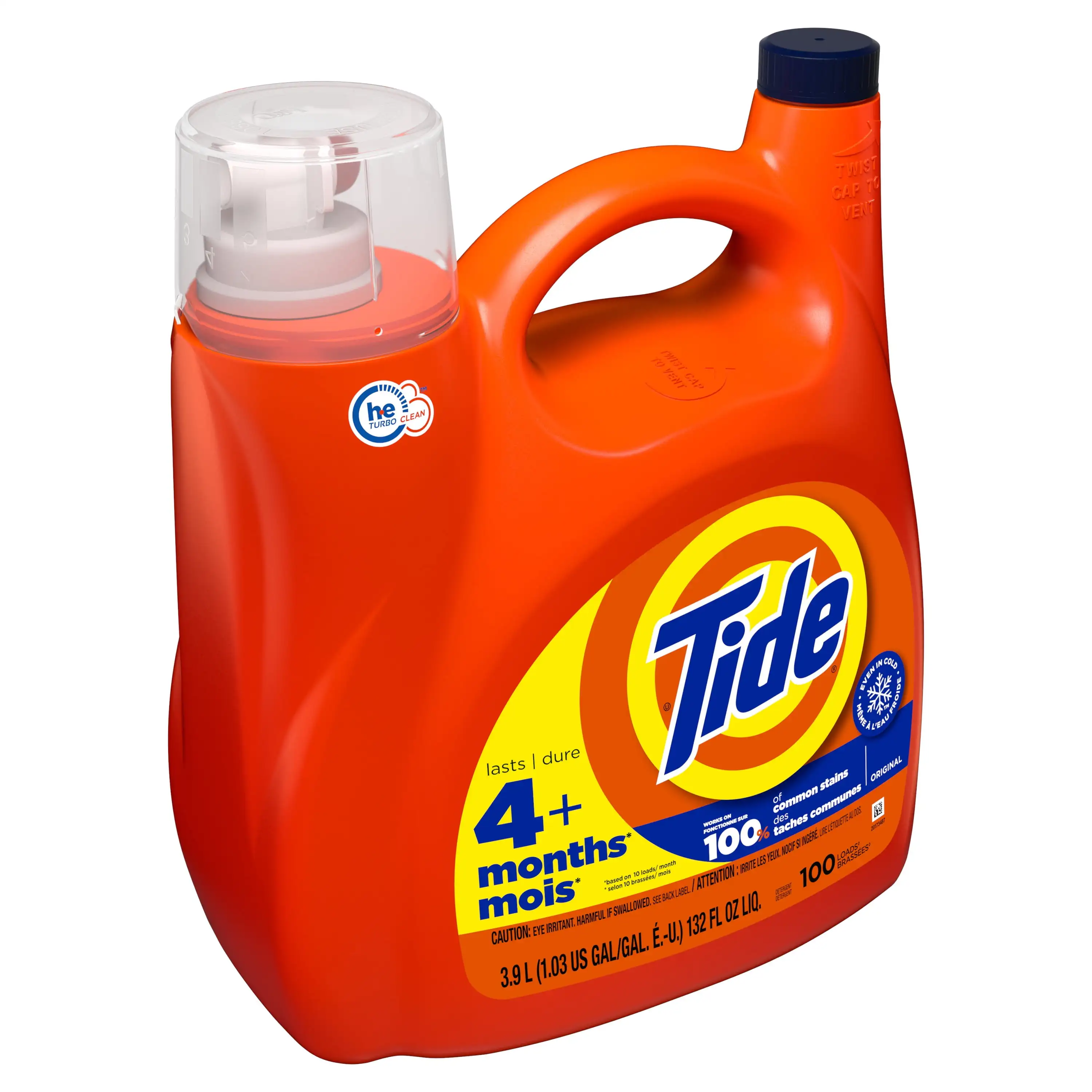 Liquid Laundry Detergent Original 100 Loads 132 Fl Oz HE Compatible Cleans Freshens Whitens Brightens