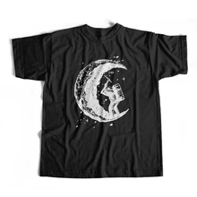 

100% cotton digging the moon print funny mens o-neck t shirts fashion men's tops men T-shirt cool men tshirt male men tee shirts