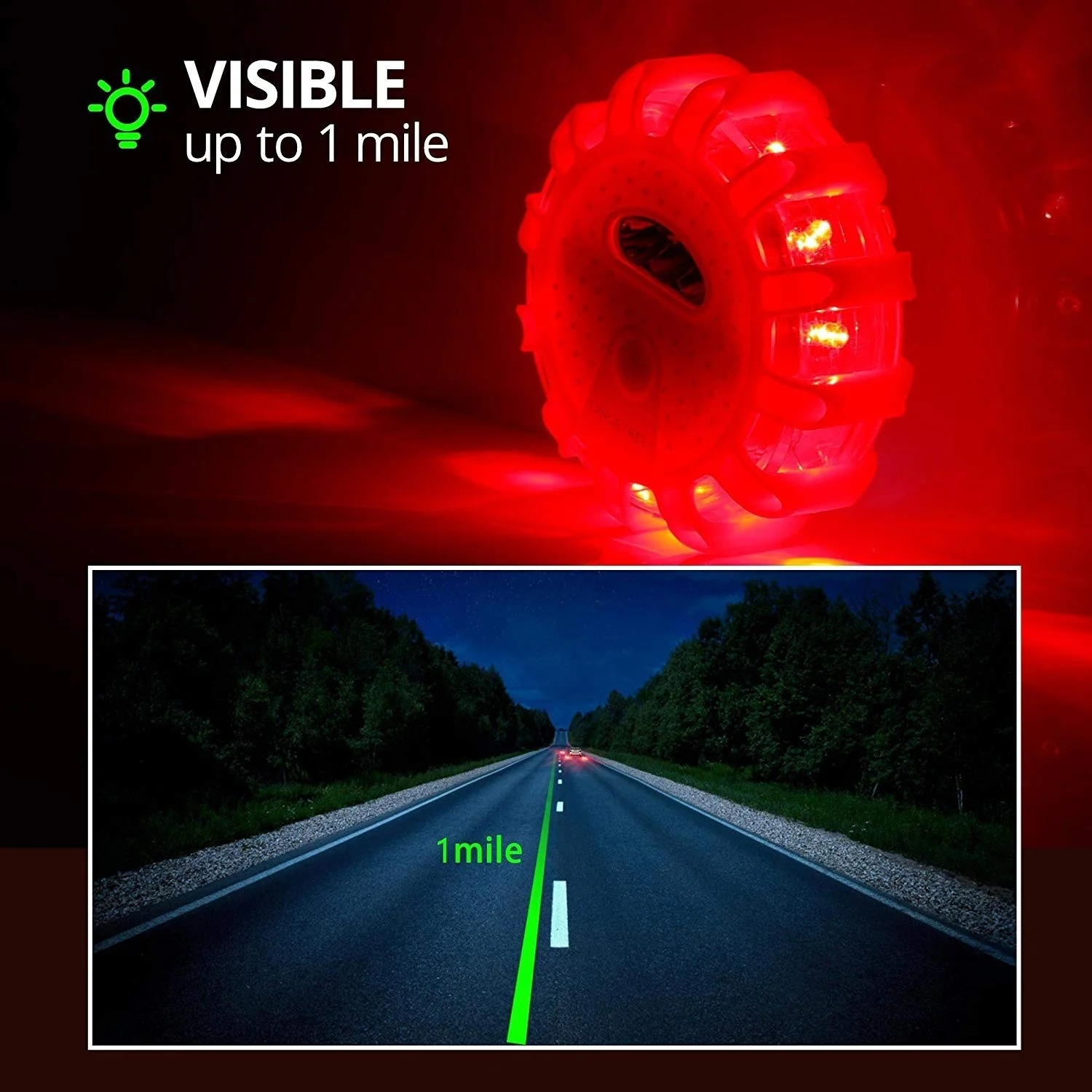 LED Road Flares Emergency Lights 3 Pack Roadside Warning Flashlight Car Safety Flare Warning Flashing Beacon with Magnet Hook