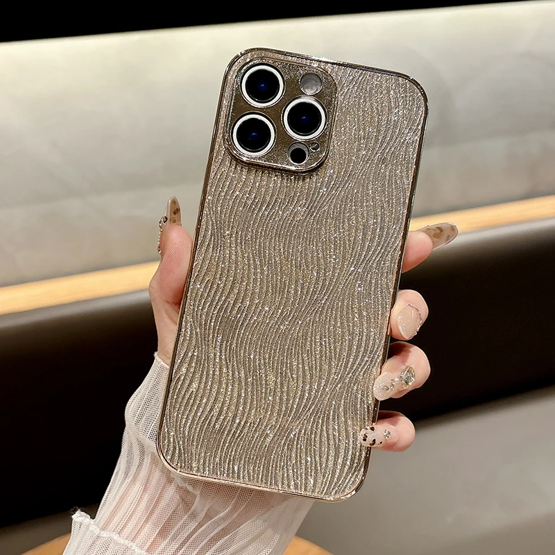 Luxury Glitter Plating Soft Bumper Bling Case with Hard Back Cover