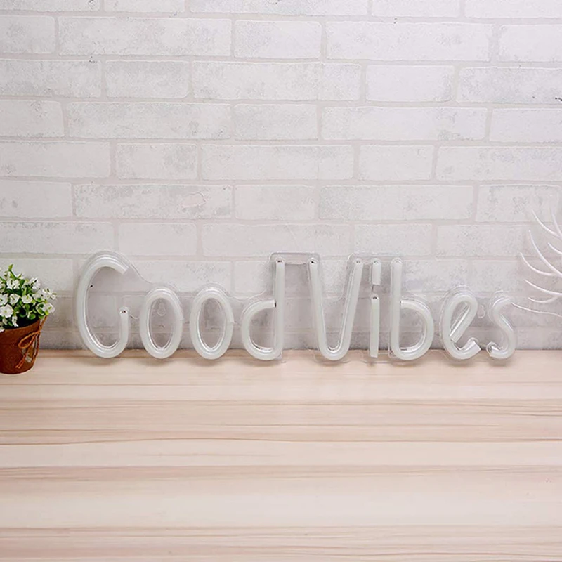 Sinal de Néon Decoração do Quarto Usb para Dança Boas Vibrações Flexível Transparente Backboard Festa Novidade Néon Sinal Parede Noite Lâmpada Luz 8 Weddings & Events