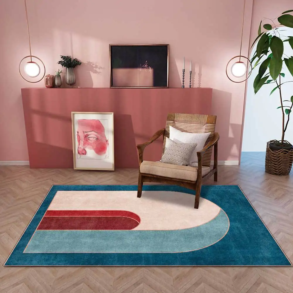 Bubble Kiss Fashion Morandi Style Carpet For Living Room Light Luxury Blu-Green Arch Pattern Carpet Camera Da Letto Comodino Tappeti