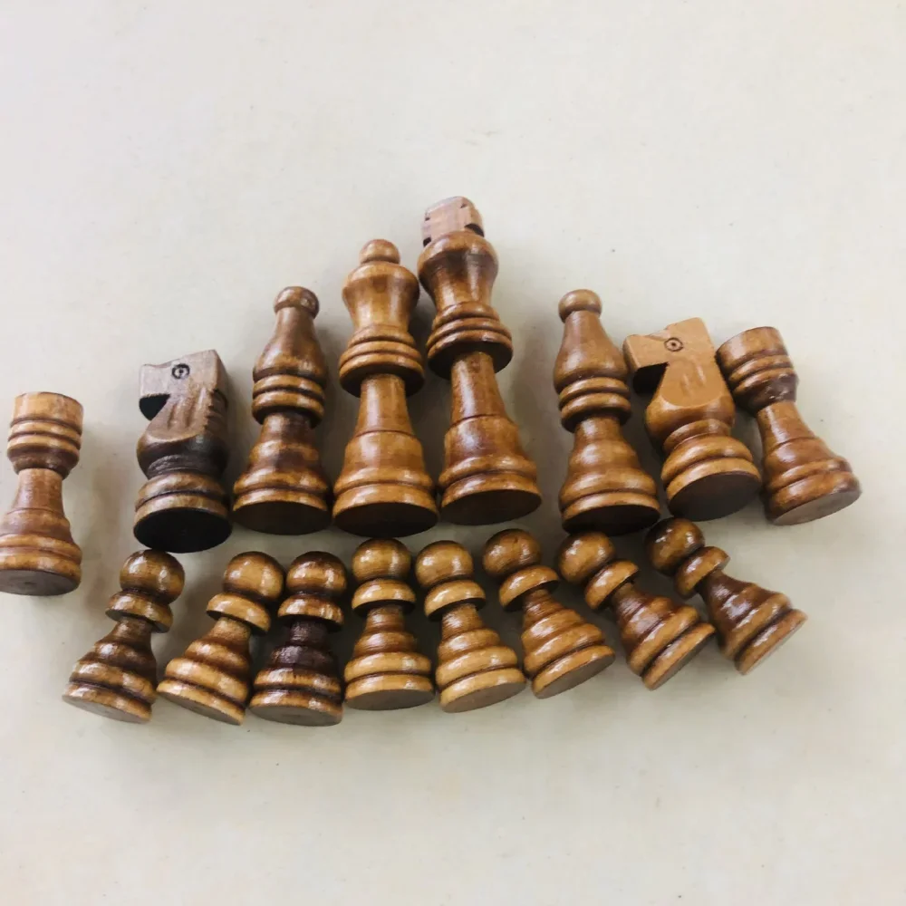 16Pcs Wooden Chess Pieces Set 64mm King International Chessmen Classic Board Game Collection Strategy Game Accessories
