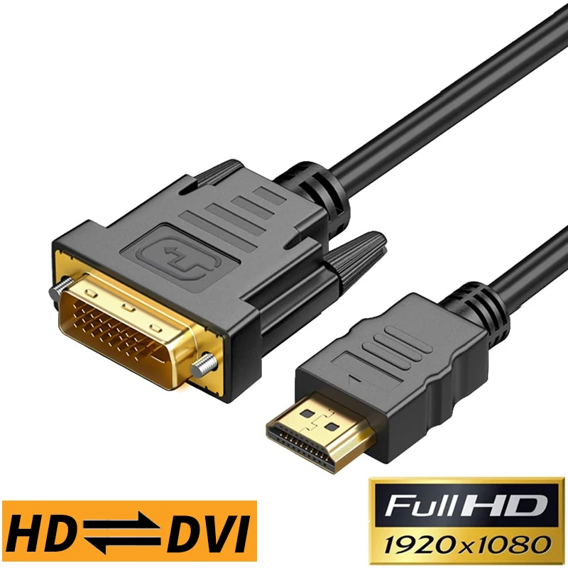 Кабель HDMI-совместимый с DVI, мужской адаптер 24 + 1, адаптер 1080P для ПК, HDTV, DVD, Xbox, PS4/3, проектор монитора ноутбука