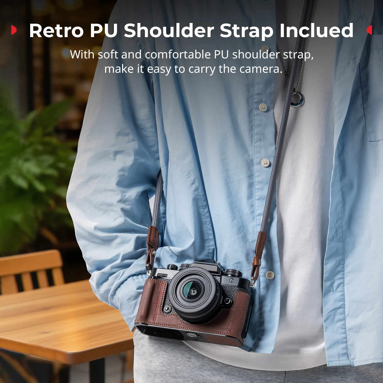 Z f Leather Case Kit for Nikon Z f with Shoulder Strap, Built-in Front Handle An