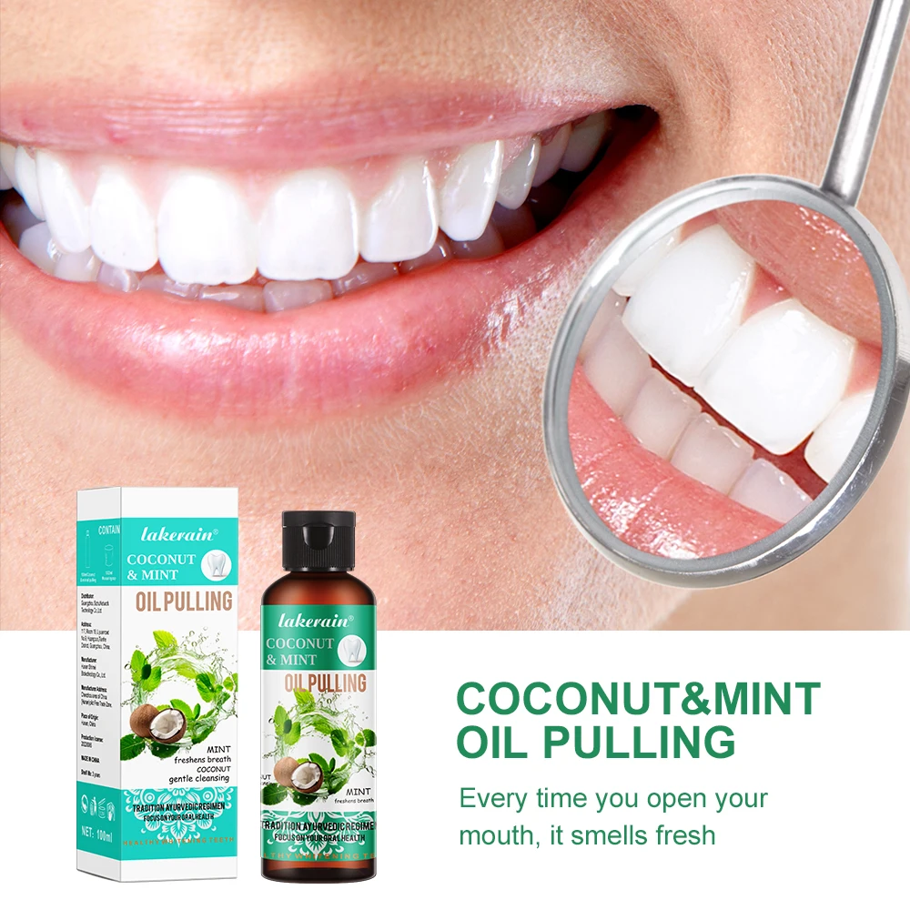 60/100/200/250ml Coconut Mint Pulling Oil Mouthwash Alcohol-free Teeth Whitening Fresh Oral Breath Tongue Scraper Set Mouth Heal teeth whitening essence teeth whitening product teeth health product
