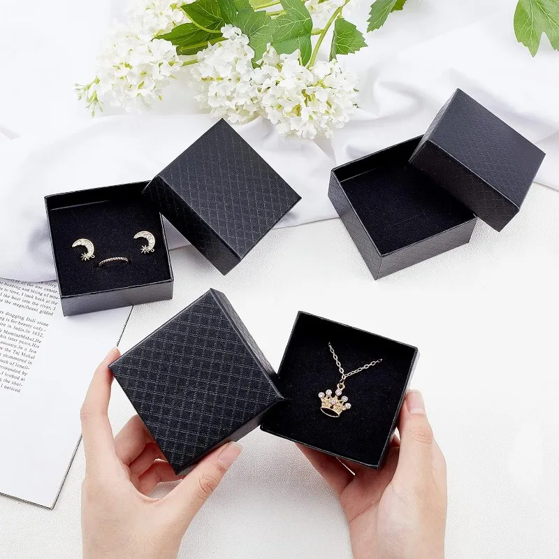 3 Pack Jewelry Gift Boxes, Small Cardboard Jewelry Boxes Jewelry Gift Boxes Square Storage Case 2.76×3.54×0.71 Inch Small Gift Box Wtih Lids For