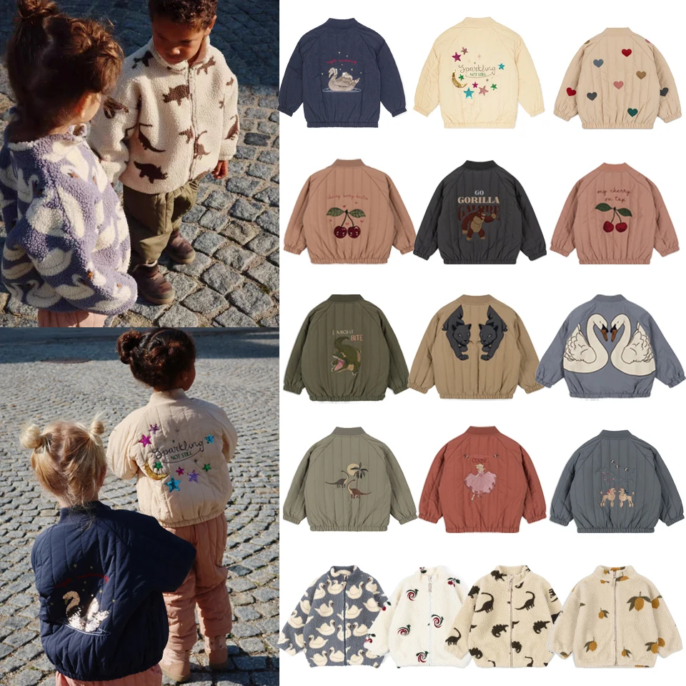 Kids Jackets Kids Coats Autumn Winter Children's Embroidery Jackets Girls' Cotton Outerwear Baby Clothes Boys' Plus Fleece Coats Kids' Clothing
