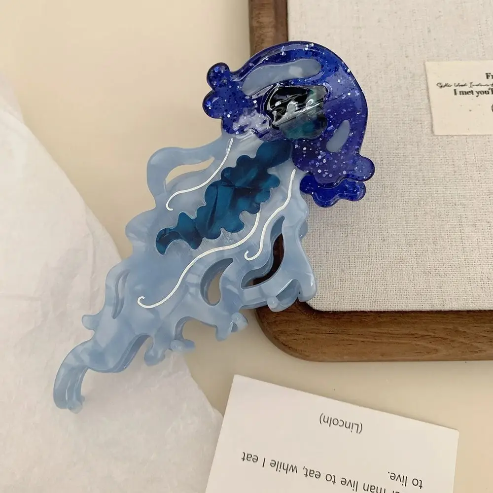 1Pcs Durable Shark Jellyfish Hair Clip Marine Life Summer Beach Hair Claw Acetate Labge Colorful Hair Accessories Women Girls