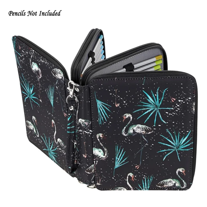 Color Pencil Case 120-slot Large Capacity with Handle Printing Pattern