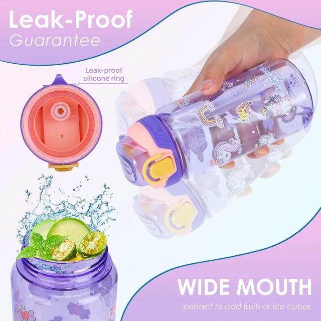500ml Children S Water Bottle with Straw Leak Proof Plastic Water Cup BPA Free Children's Drinking Water Bottle 16 Ounces 5
